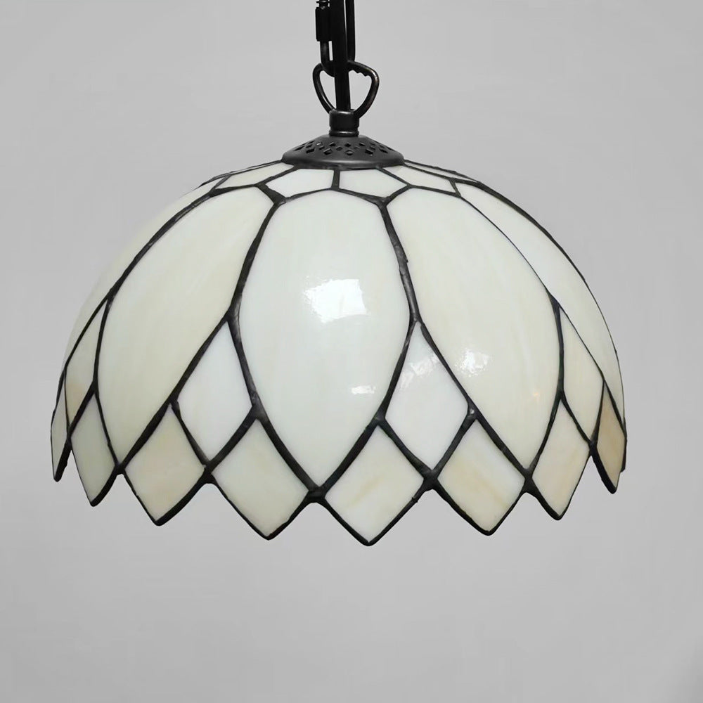 Elegant Tiffany Milk White Glass 1-Light Pendant Light