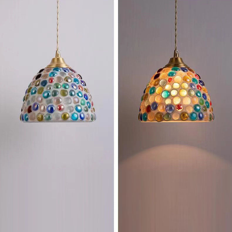 Elegant Tiffany Shell Stained Glass 1-Light Pendant for Bedroom