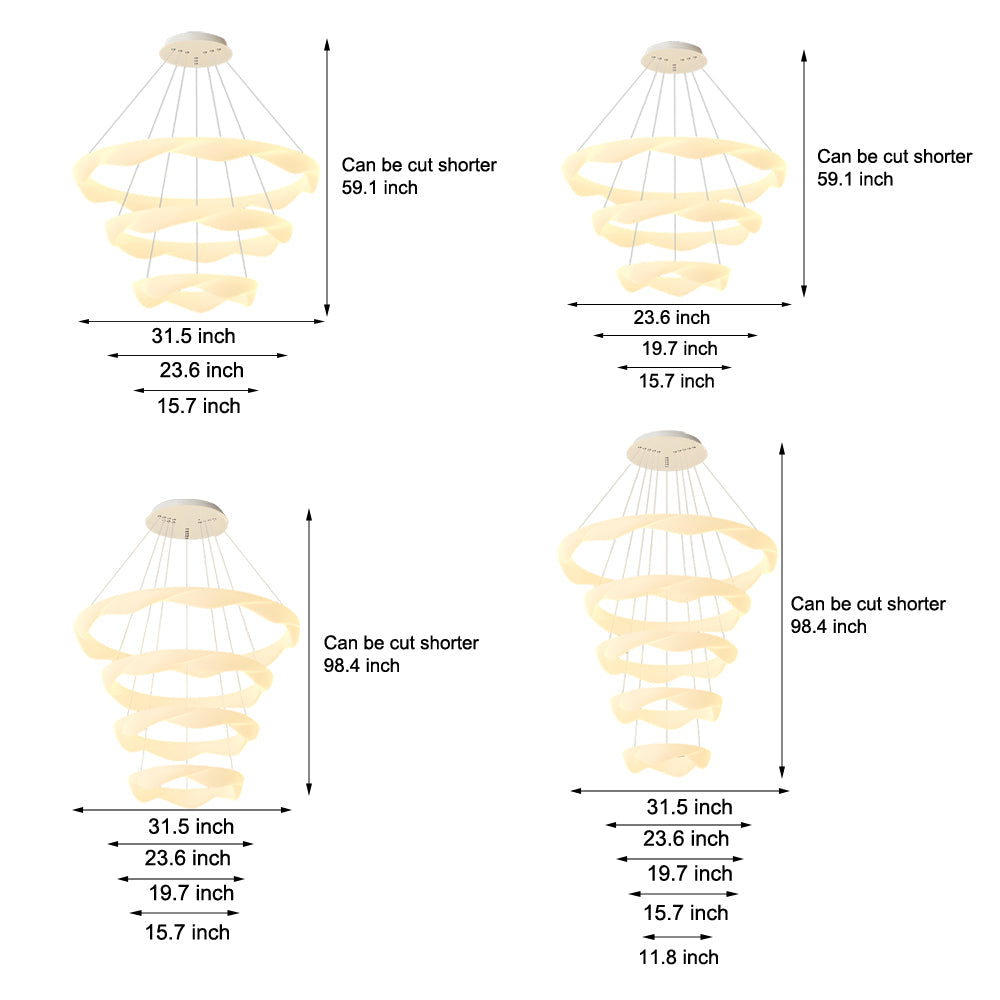 Elegant 3-Step Dimming Modern Chandelier - Creative Cream Style