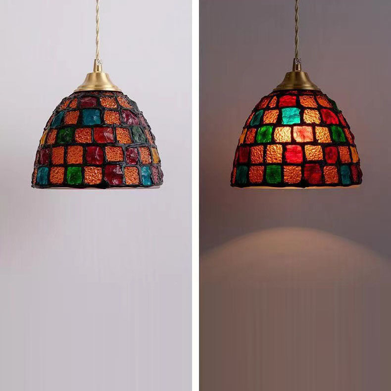 Elegant Tiffany Shell Stained Glass 1-Light Pendant for Bedroom