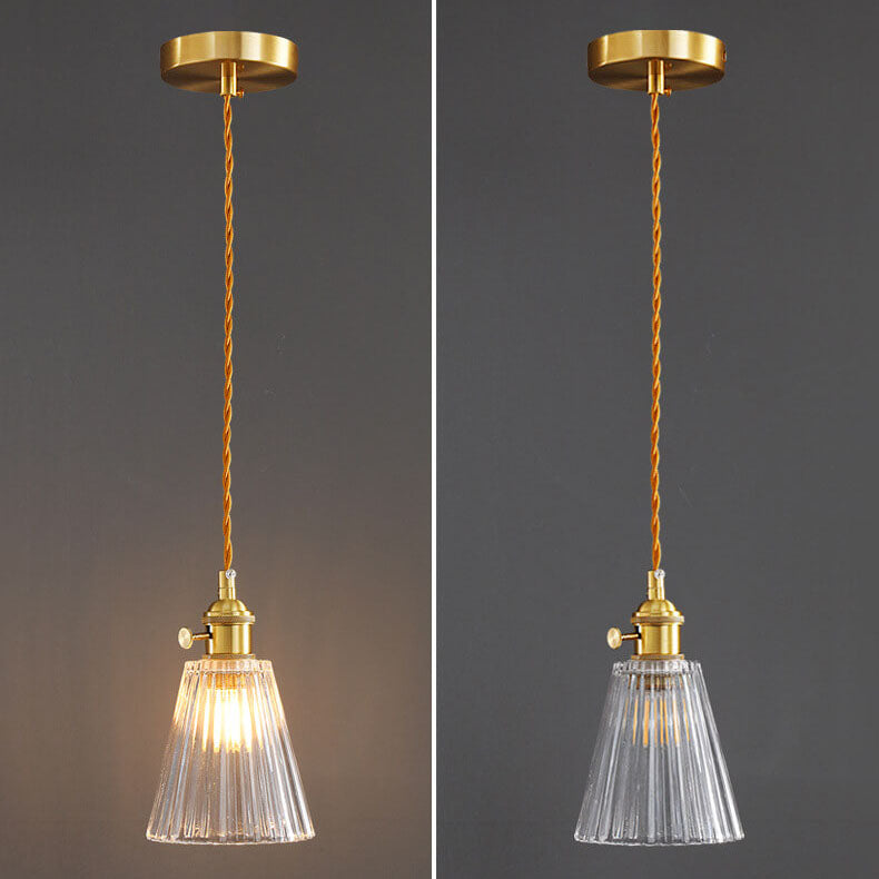 Modern Luxury Brass 1-Light Pendant with Glass Bell Shade