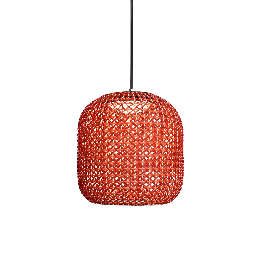 Waterproof LED Rattan Lanterns - Modern Red Outdoor Chandelier