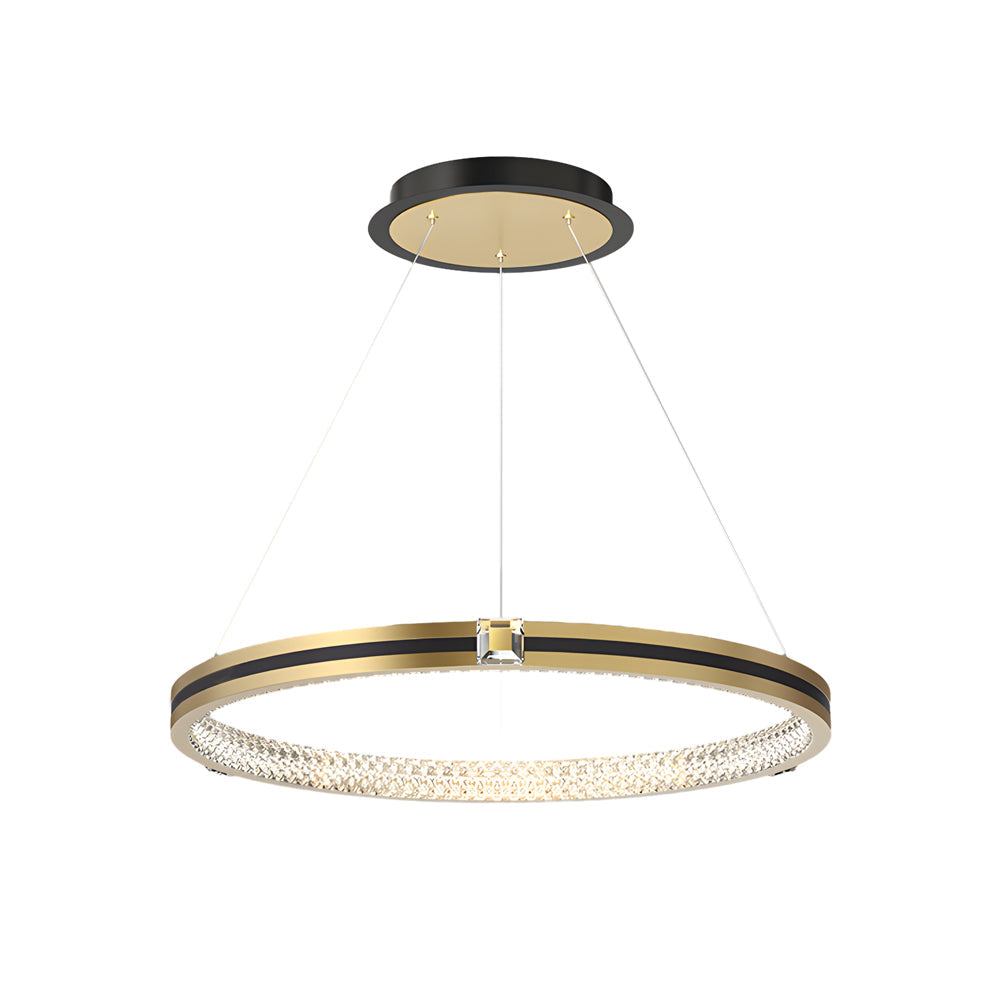 Brushed Gold Modern Chandelier - 3-Step Dimming Simple Circles