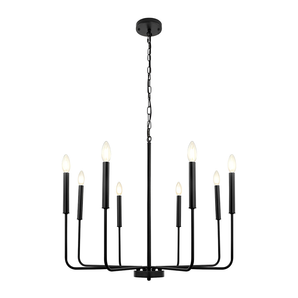 8-Light Industrial LED Chandelier with 3-Step Dimming