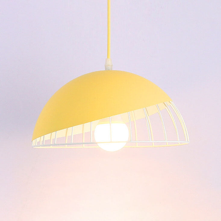 Nordic Macaron 1-Light Aluminum Wire Dome Pendant Light