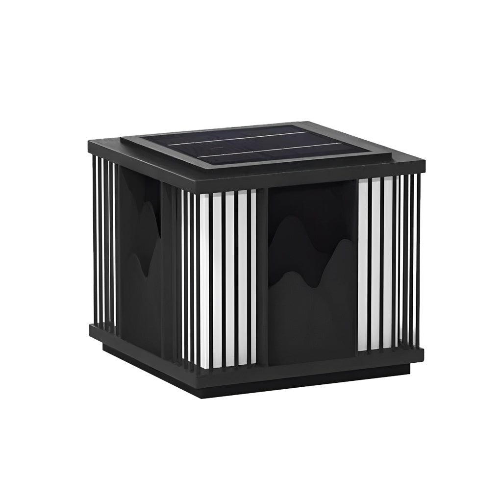 Waterproof LED Solar Post Cap Lights - Modern Black Mountain Design