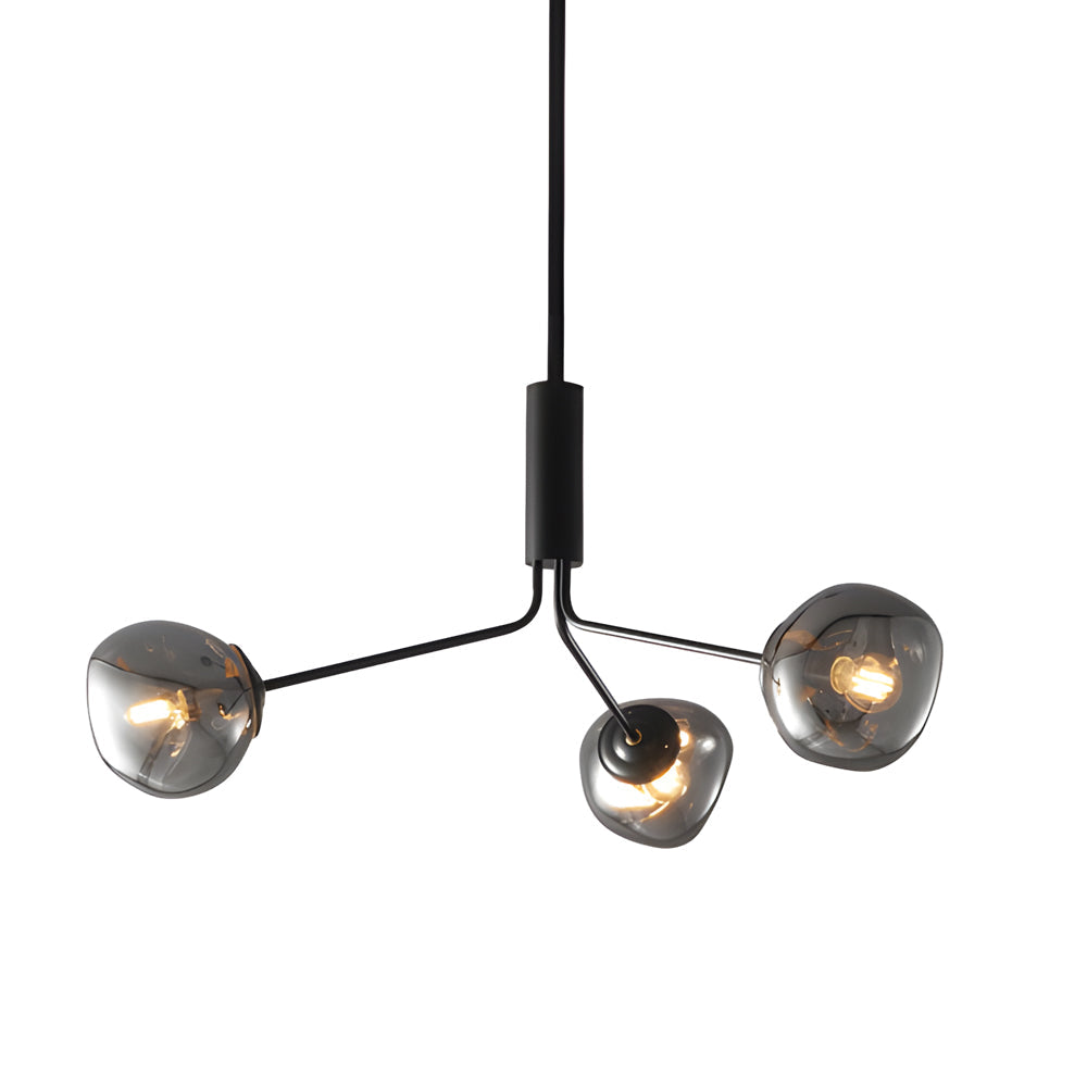 Elegant 3/5/8-Light Dimpled Lava Glass Chandelier - Black Arms