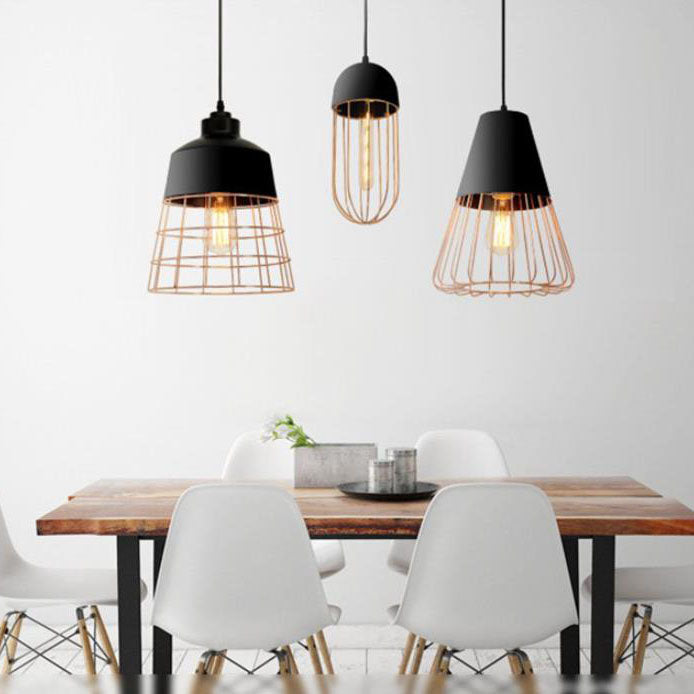 Nordic Creative Iron Cage Pendant Light - Stylish 1-Light Design