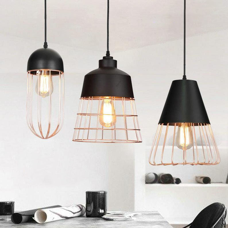 Nordic Creative Iron Cage Pendant Light - Stylish 1-Light Design