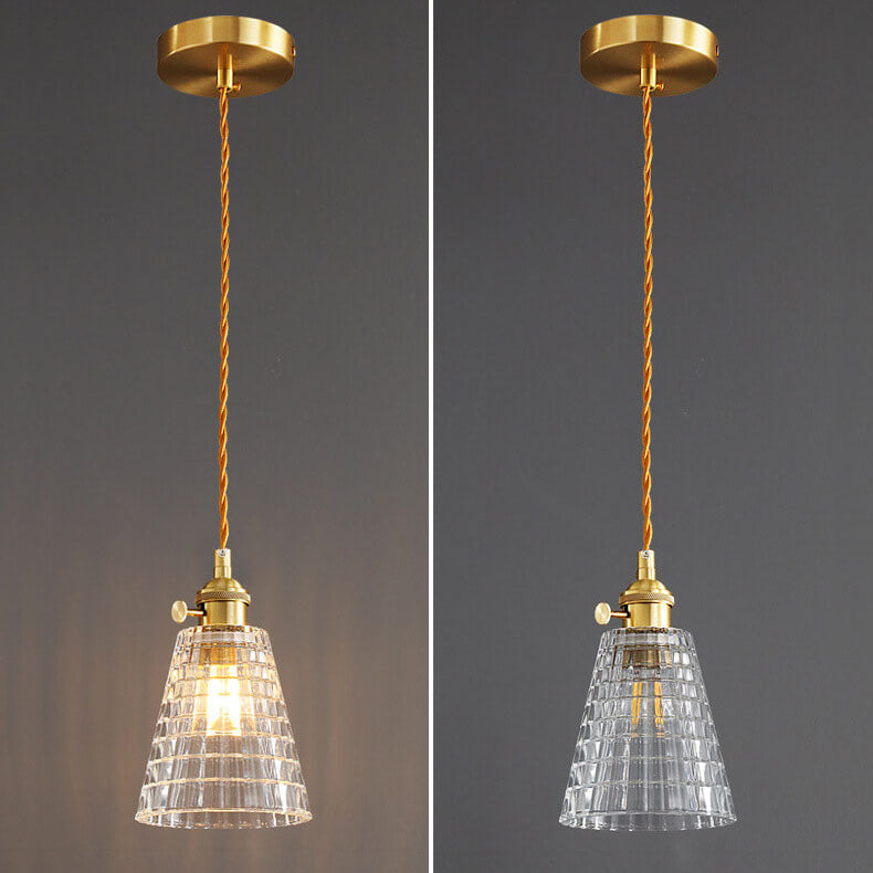 Modern Luxury Brass 1-Light Pendant with Glass Bell Shade