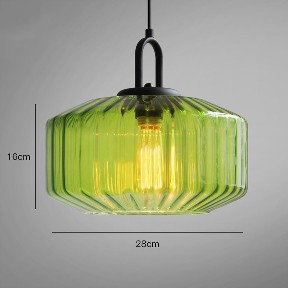 Mid Century Striped Glass Pendant Light - Retro Elegance & Warm Glow