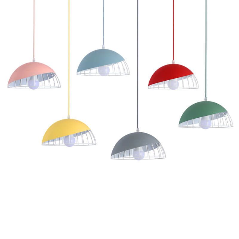 Nordic Macaron 1-Light Aluminum Wire Dome Pendant Light