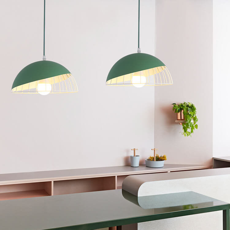 Nordic Macaron 1-Light Aluminum Wire Dome Pendant Light