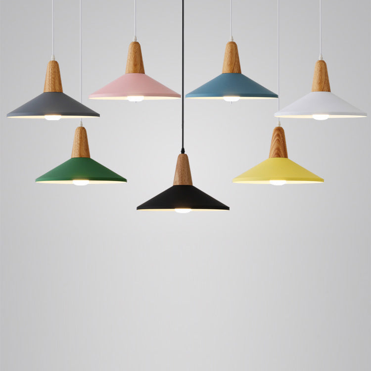 Nordic Minimalist Aluminum & Wood 1-Light Macaron Pendant