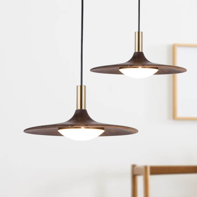 Modern Black Walnut LED Pendant Light - Stylish & Energy-Efficient