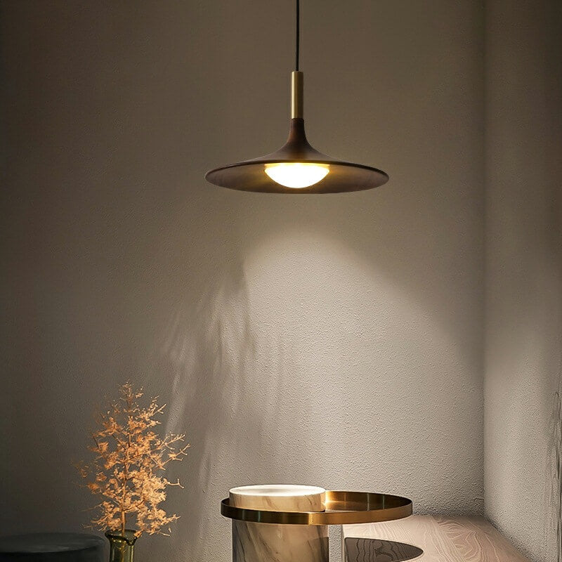 Modern Black Walnut LED Pendant Light - Stylish & Energy-Efficient