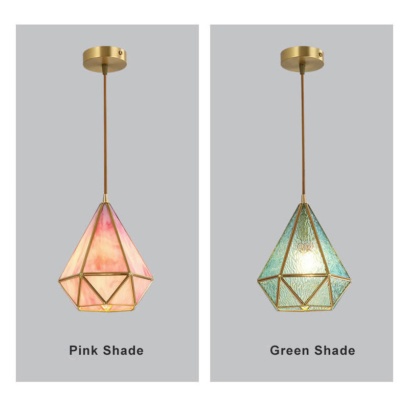 Modern Colorful Water-Grain Glass Diamond Pendant Light