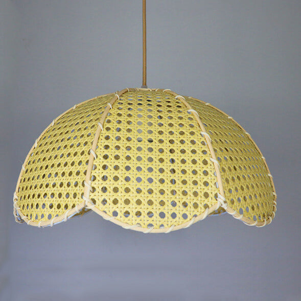 Nordic Rattan Scallop Dome Pendant Light - Elegant 1-Light Fixture