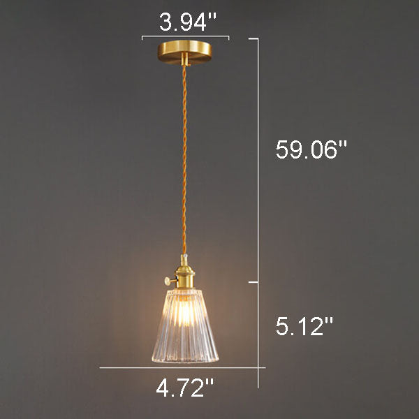 Modern Luxury Brass 1-Light Pendant with Glass Bell Shade