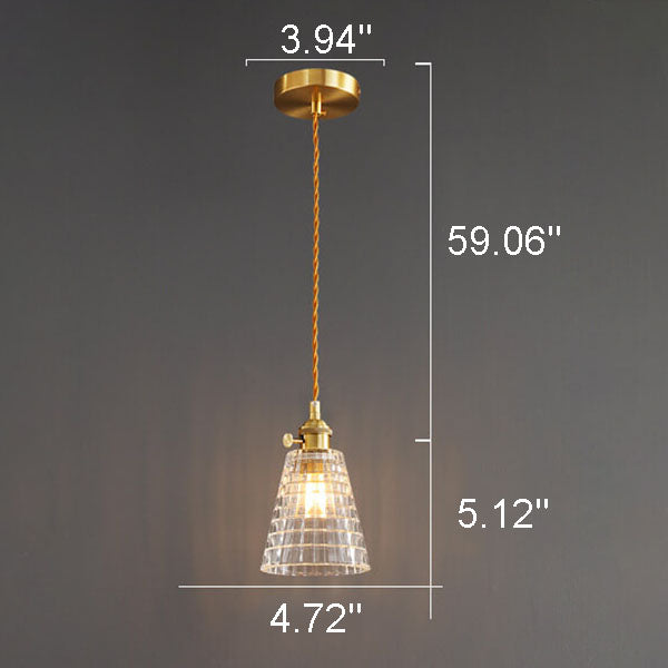 Modern Luxury Brass 1-Light Pendant with Glass Bell Shade