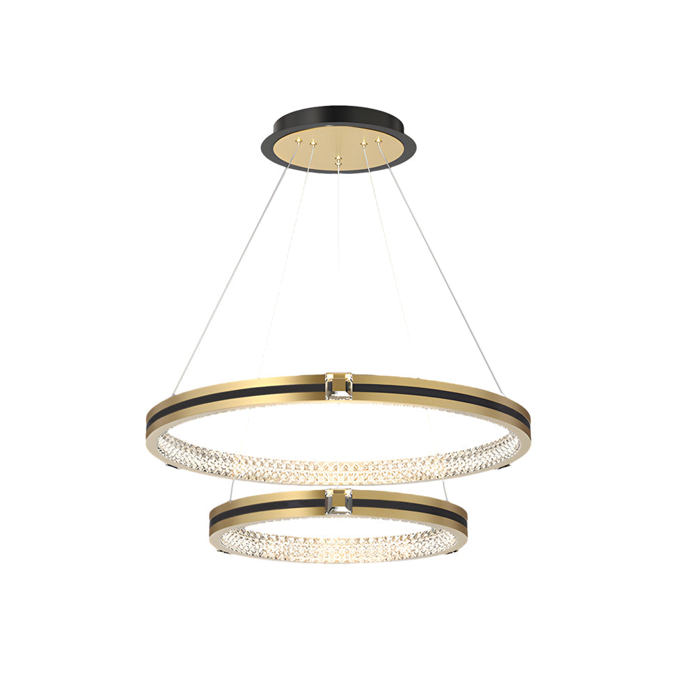 Brushed Gold Modern Chandelier - 3-Step Dimming Simple Circles