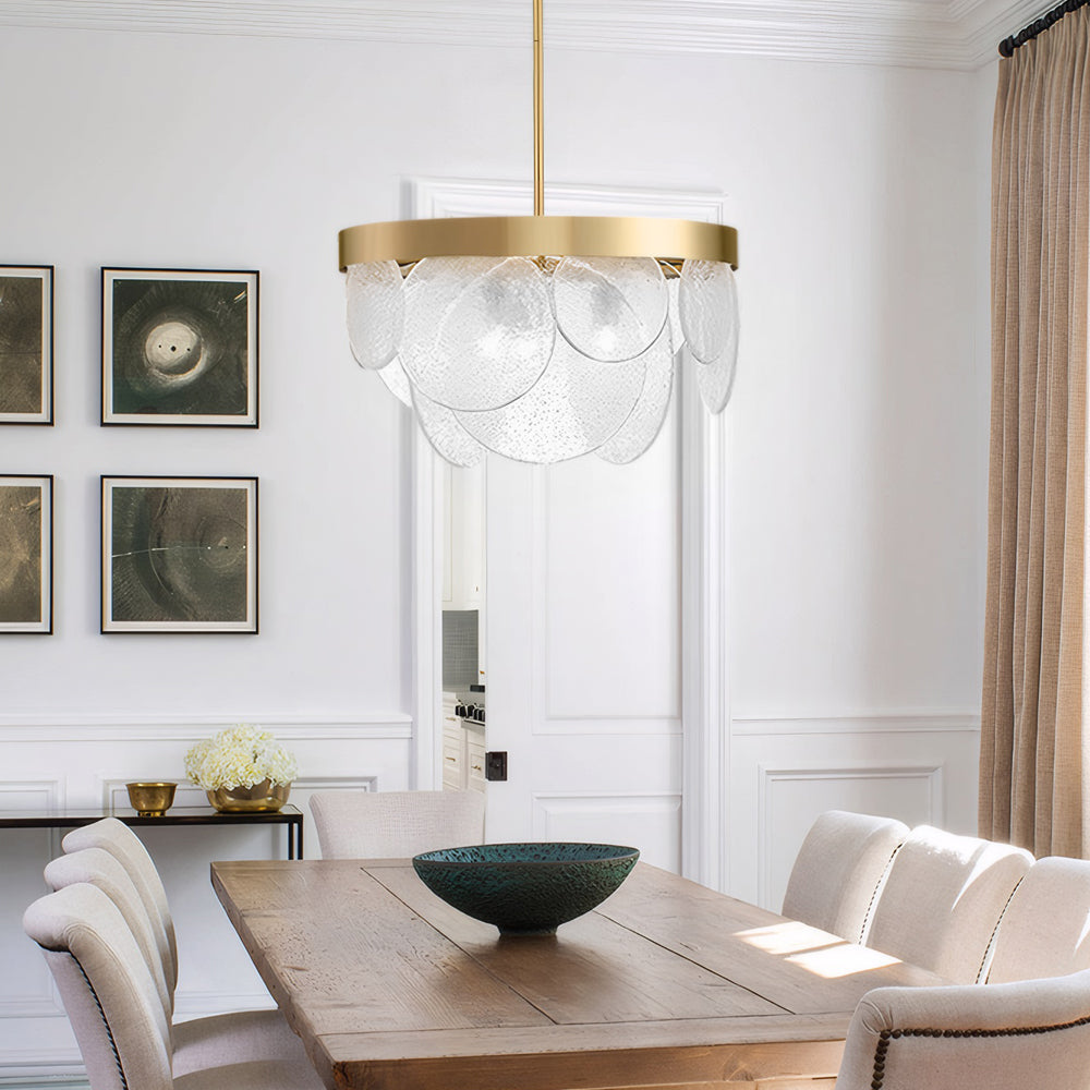 Elegant 3-Light Round Semi Flush Mount Glass Chandelier