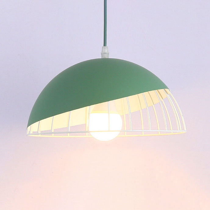 Nordic Macaron 1-Light Aluminum Wire Dome Pendant Light