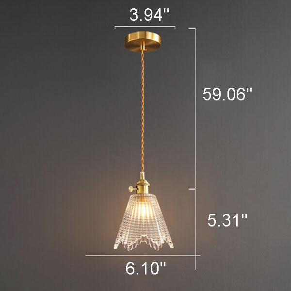 Modern Luxury Brass 1-Light Pendant with Glass Bell Shade