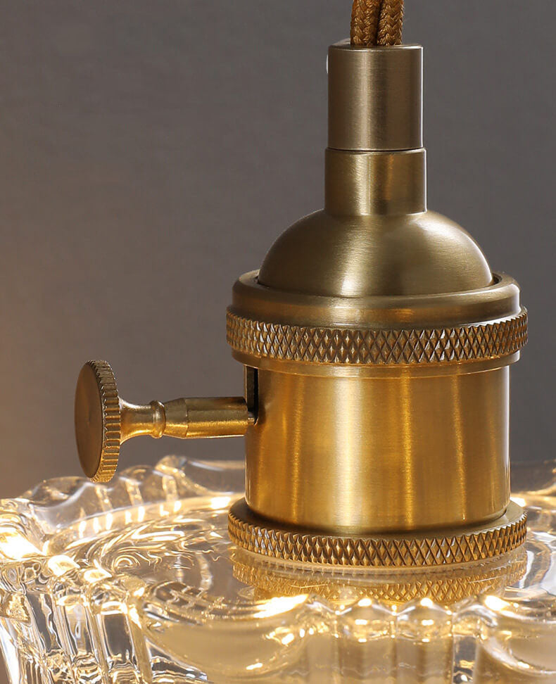 Modern Luxury Brass 1-Light Pendant with Glass Bell Shade