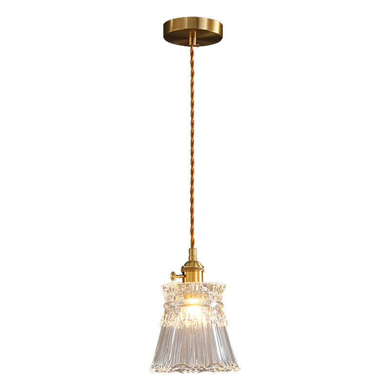 Modern Luxury Brass 1-Light Pendant with Glass Bell Shade