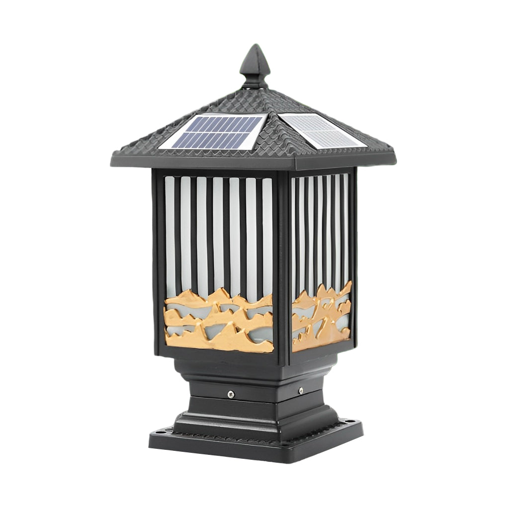 Retro Waterproof LED Solar Fence Post Lights - Vintage Black Design