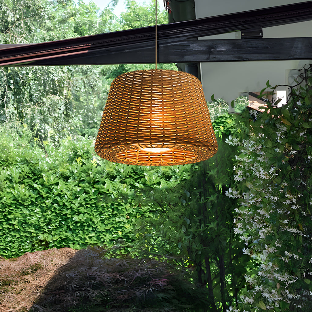 Ralph LED Outdoor Pendant Light - Stylish Rattan Shade Design