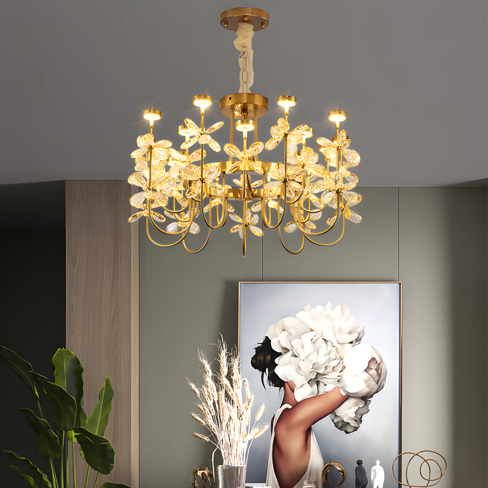 Elegant 24-Light Crystal Flower Chandelier for Luxurious Living