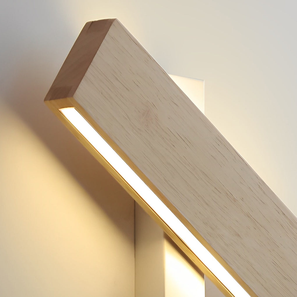 Rotatable Minimalist Rectangular Wood LED Wall Lamp - Stylish Fixture