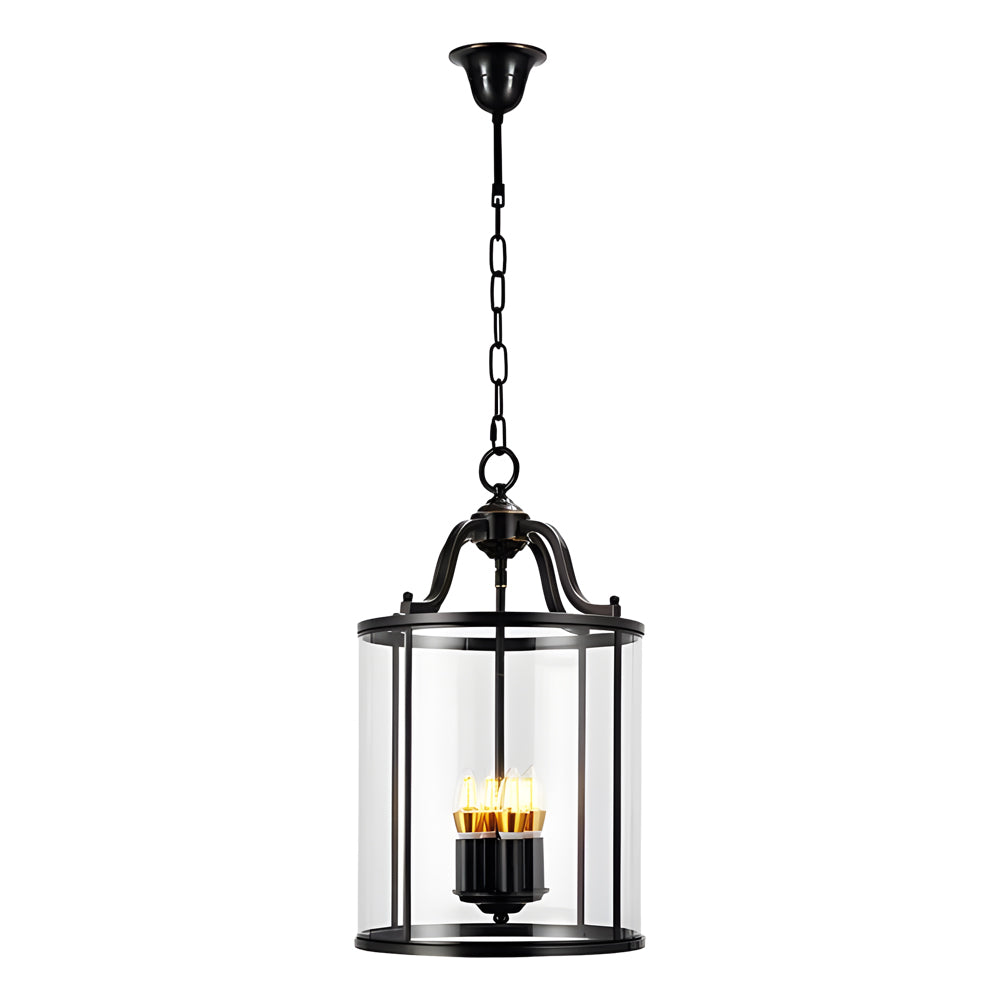 Elegant 3/4-Light Vintage Black Glass Lantern Pendant