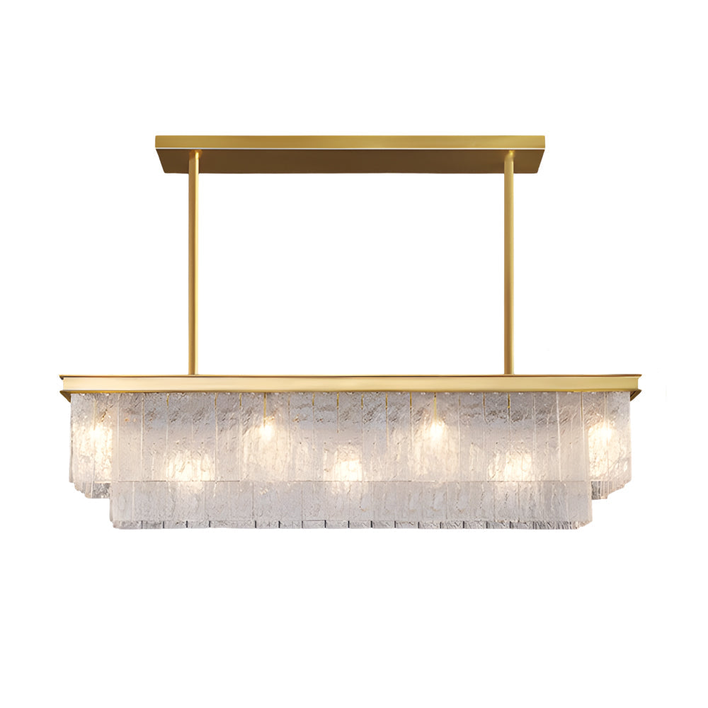 Elegant 3-Step Dimming Long Rectangular Double Layer Chandelier