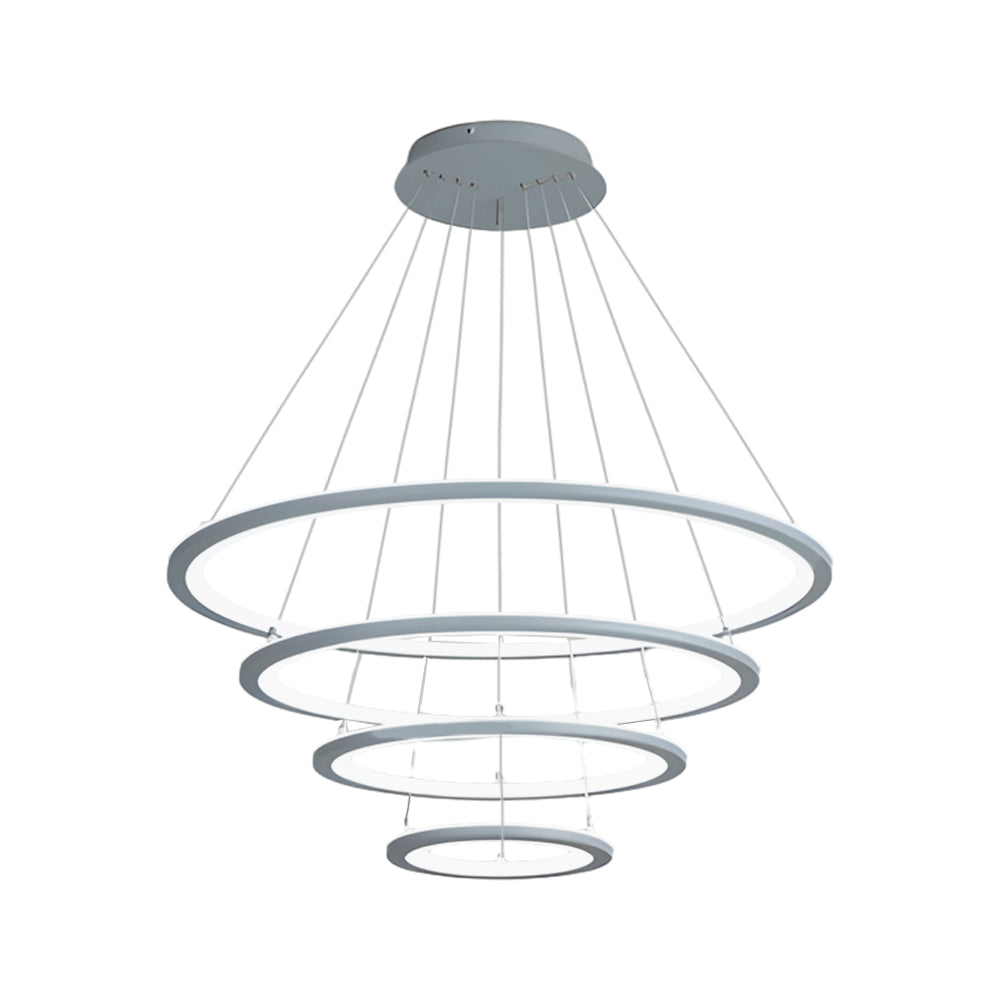 Elegant 4-Ring LED Chandelier with Remote - Mid-Century Design