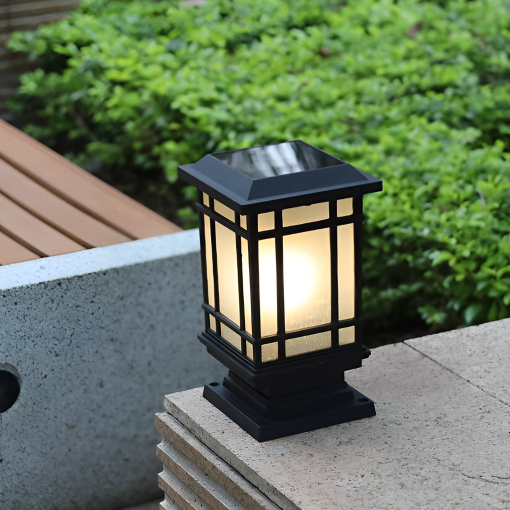 Outdoor Waterproof Solar Fence Post Lights - 3-Step Dimming, Modern Black Design