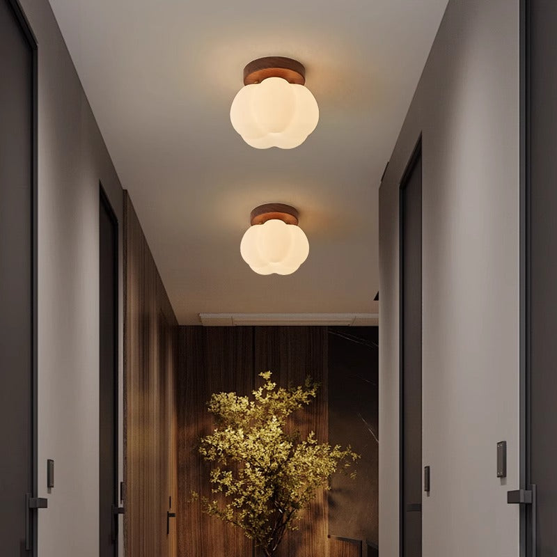 Aesthetic | Elegant Pumpkin Flush Ceiling Lamp for Modern Homes