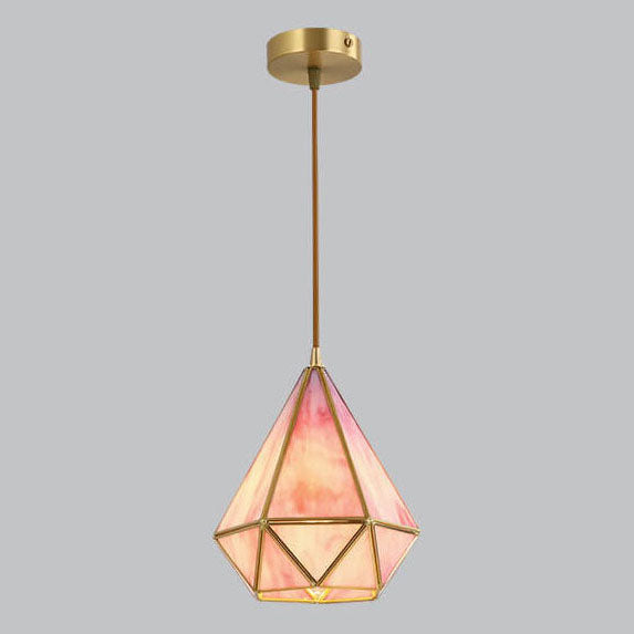 Modern Colorful Water-Grain Glass Diamond Pendant Light