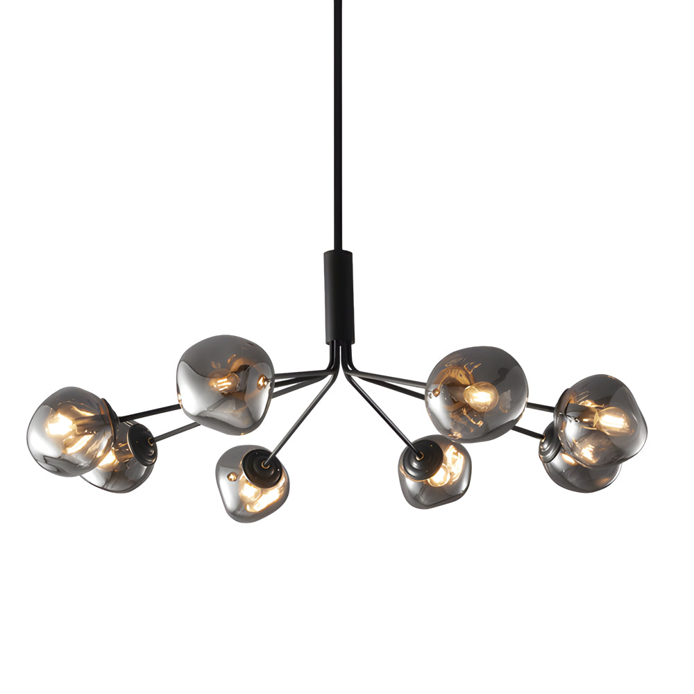 Elegant 3/5/8-Light Dimpled Lava Glass Chandelier - Black Arms