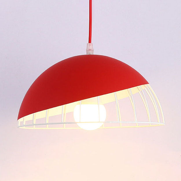 Nordic Macaron 1-Light Aluminum Wire Dome Pendant Light