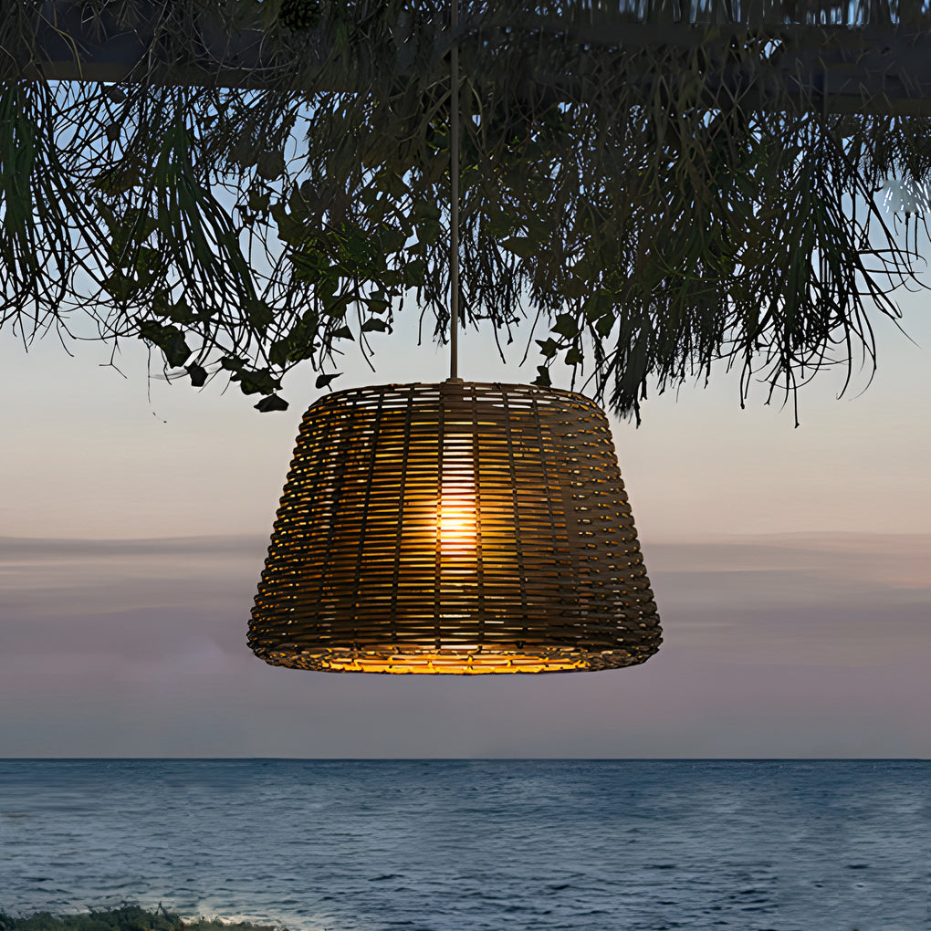 Ralph LED Outdoor Pendant Light - Stylish Rattan Shade Design