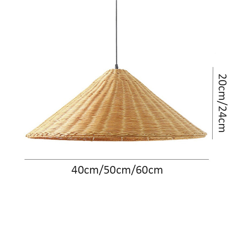 Stylish Retro Woven Rattan Cone Pendant Light - Eco-Friendly Design