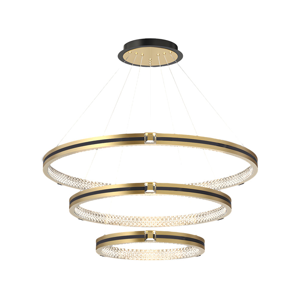 Brushed Gold Modern Chandelier - 3-Step Dimming Simple Circles