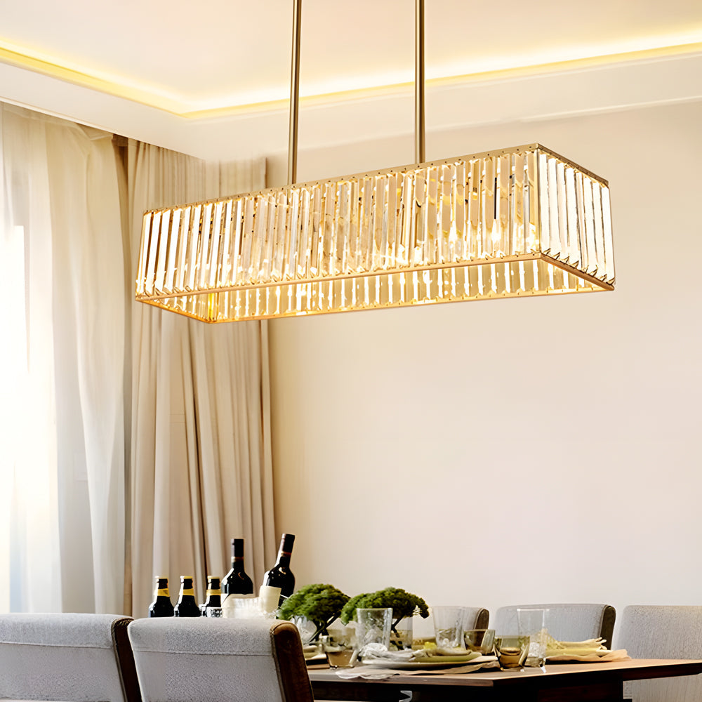 Elegant 4-Light Dimmable Crystal Chandelier for Kitchen Island