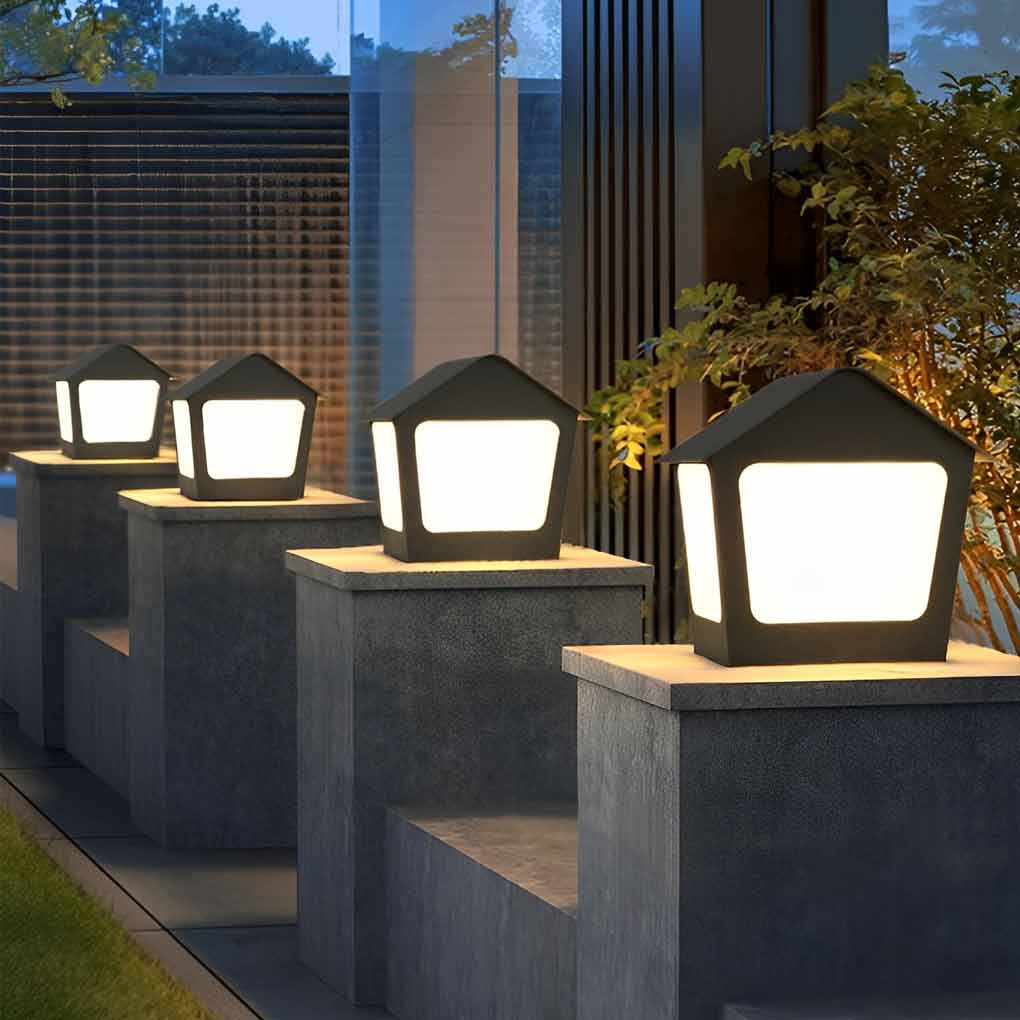 Modern Solar Black Cottage LED Waterproof Fence Post Lights