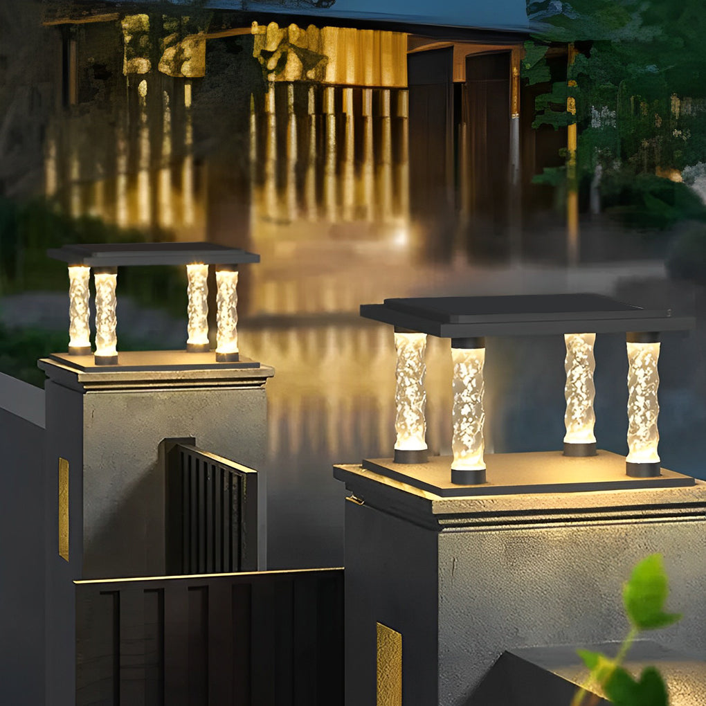 Waterproof LED Solar Post Cap Lights - Modern Design for Bubbles