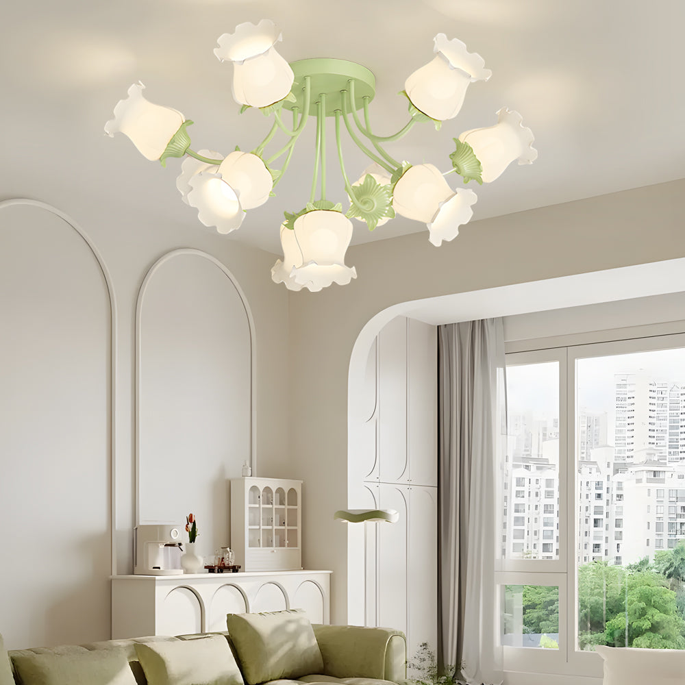 Elegant 10 White Flowers 3-Step Dimming Modern Ceiling Light