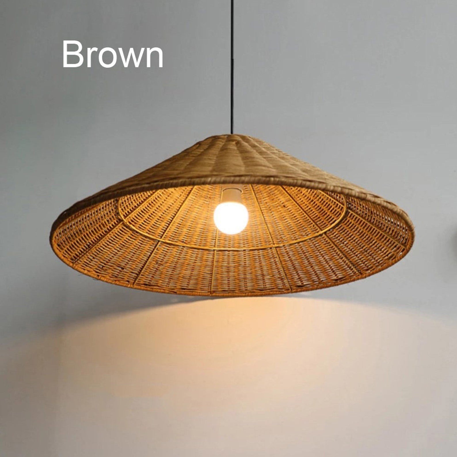 Stylish Retro Woven Rattan Cone Pendant Light - Eco-Friendly Design